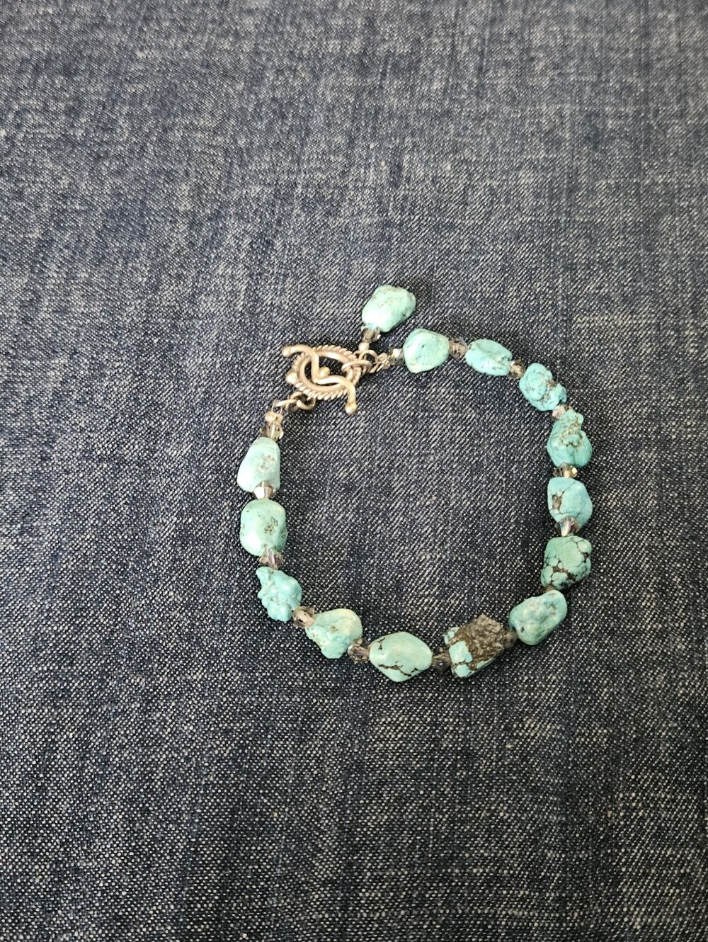 Turquoise Nugget Bracelet with Toggle Clasp - Women Jewelry